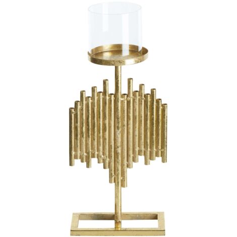  Portacandele Moderno In Metallo E Vetro Color Oro 47 Cm Nias