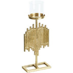  Portacandele Moderno In Metallo E Vetro Color Oro 47 Cm Nias
