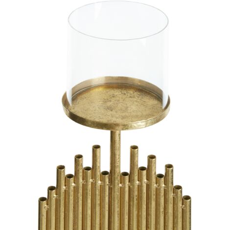  Portacandele Moderno In Metallo E Vetro Color Oro 47 Cm Nias