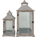  Rebecca Mobili Set 2 Lanterne Metallo Pvc Legno Chiaro Retro 72x32x27