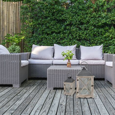  Rebecca Mobili 2 Lanterne Portacandele Metallo Legno Pvc Metallo 52x28x28