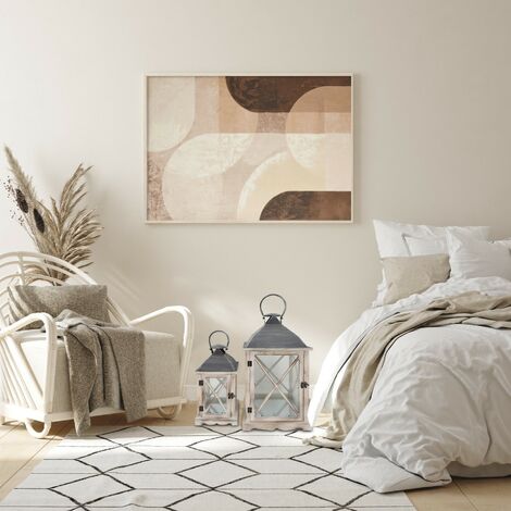  Rebecca Mobili 2 Lanterne Portacandele Metallo Legno Pvc Metallo 52x28x28