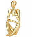  The Thinker Statue, Handmade Abstract Thinker Sculpture Modern Fine Art Figure For Home Office Desk Decoration-Golden Reverie Left
