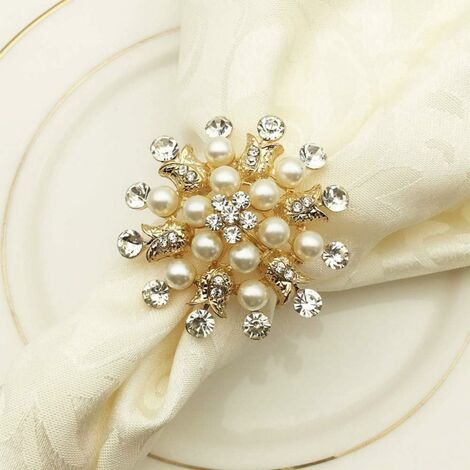  Set Di 6 Portatovaglioli Con Strass Di Perle Per Accessori Di Tovaglioli Da Cucina Per Feste Di Matrimonio