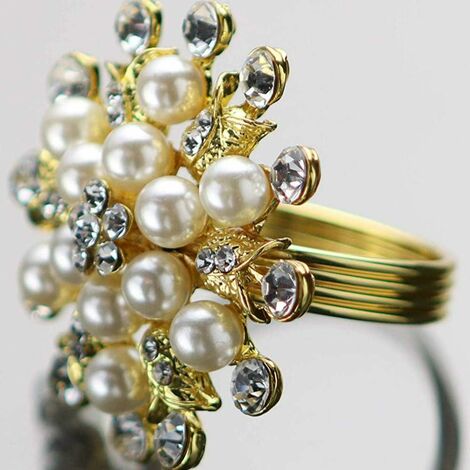  Set Di 6 Portatovaglioli Con Strass Di Perle Per Accessori Di Tovaglioli Da Cucina Per Feste Di Matrimonio