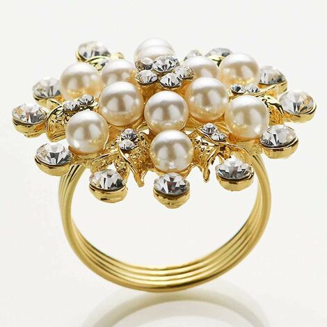  Set Di 6 Portatovaglioli Con Strass Di Perle Per Accessori Di Tovaglioli Da Cucina Per Feste Di Matrimonio
