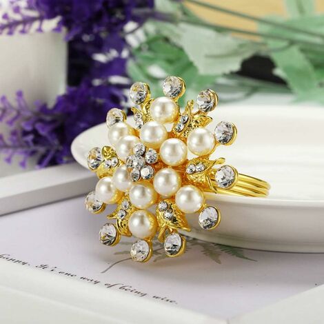  Set Di 6 Portatovaglioli Con Strass Di Perle Per Accessori Di Tovaglioli Da Cucina Per Feste Di Matrimonio
