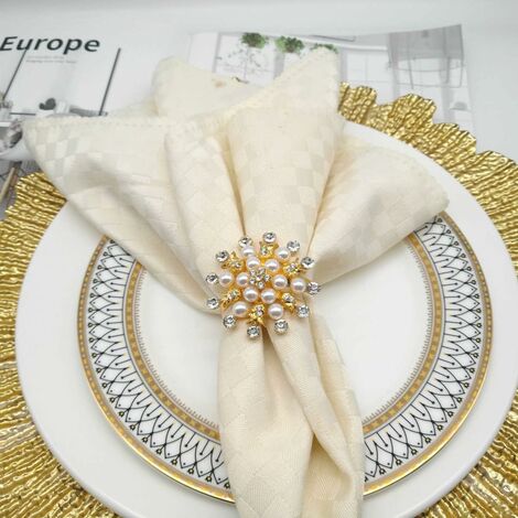  Set Di 6 Portatovaglioli Con Strass Di Perle Per Accessori Di Tovaglioli Da Cucina Per Feste Di Matrimonio
