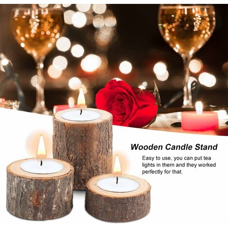  Set Di 3 Portacandele In Legno Per Centrotavola, Matrimoni, Feste Di Compleanno, San Valentino, Decorazioni Per La Casa
