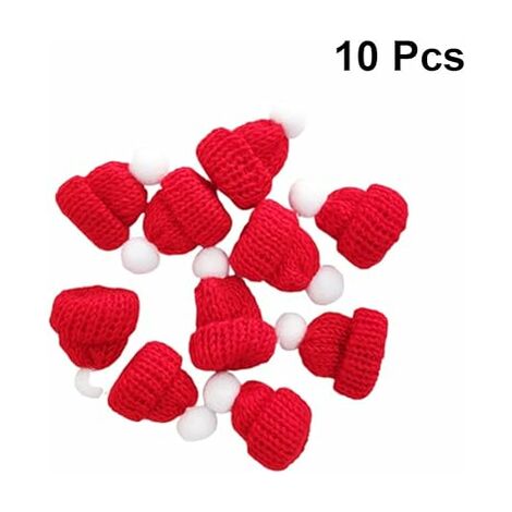  10 Pezzi Mini Cappello Da Babbo Natale Lavorato A Maglia Cappello Da Babbo Natale Piccolo Cappello Da Festa Di Natale Decorazione Rosso