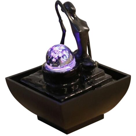  Zen' Light Yoga2 Fontana Poliresina Nero 12 x 12 x 17 cm