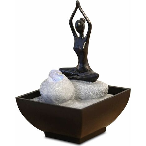  Zen' Light Yoga1 Fontana Poliresina Nero 12 x 12 x 17 cm