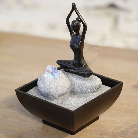  Zen' Light Yoga1 Fontana Poliresina Nero 12 x 12 x 17 cm