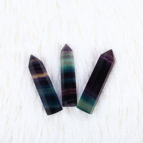  Fluorite Naturale Quarzo Colorato Cristallo Pietra Guarigione Ametista Bacchetta Esagonale Punta (cristallo Fluorite)