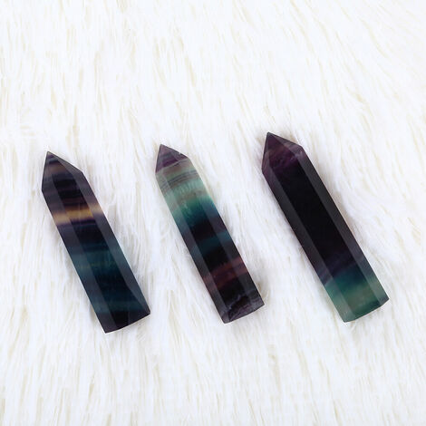  Fluorite Naturale Quarzo Colorato Cristallo Pietra Guarigione Ametista Bacchetta Esagonale Punta (cristallo Fluorite)