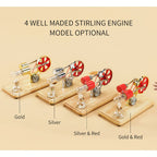  Kit Motore Stirling Generatore Di Elettricità Modello Di Motore Ad Aria Calda Modello Di Generatore Fisico Con Luce A LED Volano Design Esperimento Scientifico Base In Legno Giocattolo Educativo Fai-d