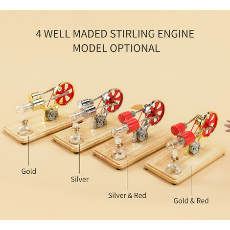  Kit Motore Stirling Generatore Di Elettricità Modello Di Motore Ad Aria Calda Modello Di Generatore Fisico Con Luce A LED Volano Design Esperimento Scientifico Base In Legno Giocattolo Educativo Fai-d