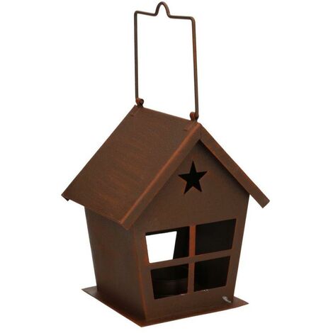  Lanterna Metallo Marrone Con Stella Cm14x10h16,5
