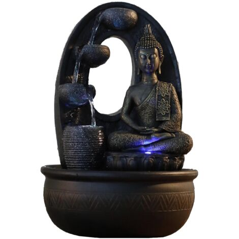  Zen Light Harmonie - Fontana In Poliresina, 26 X 16 X 40 Cm, Colore: Nero