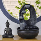  Zen Light Harmonie - Fontana In Poliresina, 26 X 16 X 40 Cm, Colore: Nero