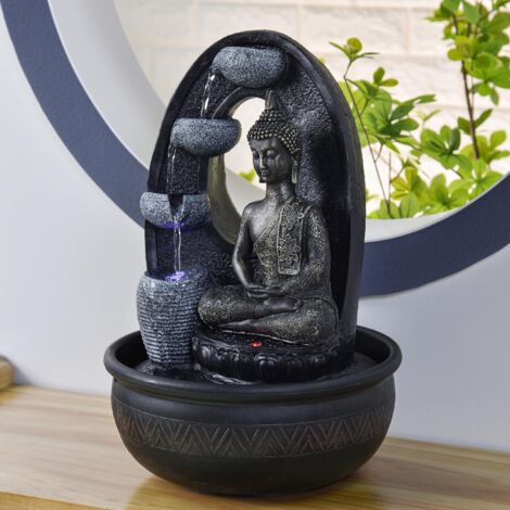  Zen Light Harmonie - Fontana In Poliresina, 26 X 16 X 40 Cm, Colore: Nero