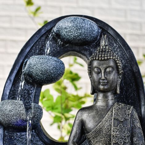  Zen Light Harmonie - Fontana In Poliresina, 26 X 16 X 40 Cm, Colore: Nero