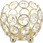  MINKUROW Portacandele In Cristallo Per La Casa, Matrimoni, Casa, Ufficio, Scrivania, Tavolo, Decorazione (8 Cm-Oro)