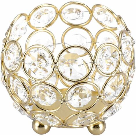  MINKUROW Portacandele In Cristallo Per La Casa, Matrimoni, Casa, Ufficio, Scrivania, Tavolo, Decorazione (8 Cm-Oro)