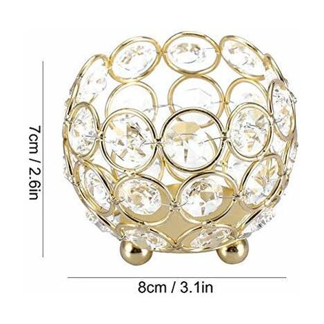  MINKUROW Portacandele In Cristallo Per La Casa, Matrimoni, Casa, Ufficio, Scrivania, Tavolo, Decorazione (8 Cm-Oro)
