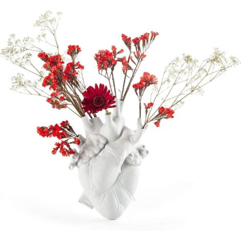  Seletti - Love In Bloom Vase Vaso Cuore Porcellana Bianca