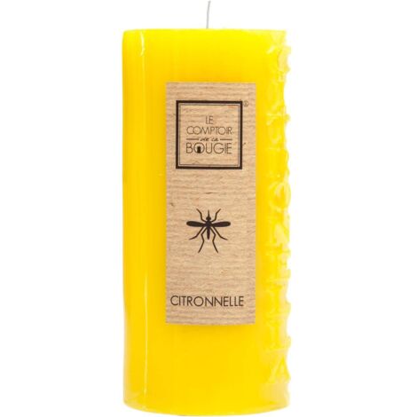  Candela Rotonda Profumata Alla Citronella H15 - Durata 80 Ore, Cera Gialla, Citronella Profumata, Dimensioni 7x15 Cm - Atmosphera Créateur D'intérieur