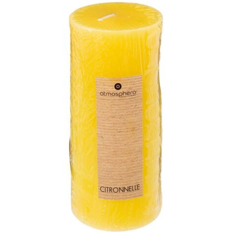  Candela Rotonda Profumata Alla Citronella H15 - Durata 80 Ore, Cera Gialla, Citronella Profumata, Dimensioni 7x15 Cm - Atmosphera Créateur D'intérieur