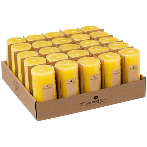  Candela Rotonda Profumata Alla Citronella H15 - Durata 80 Ore, Cera Gialla, Citronella Profumata, Dimensioni 7x15 Cm - Atmosphera Créateur D'intérieur