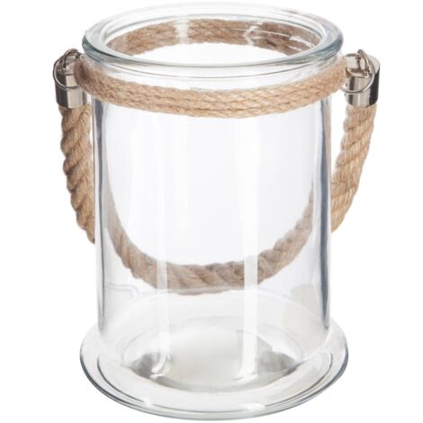  Tealight Glass + Rope Lena H17 - Tealight Glass + Rope Lena, Juta In Vetro E Verdura, Dimensioni D.12,5 X H.17 Cm - Atmosphera Créateur D'intérieur