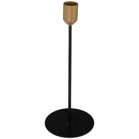  Set Di 2 Candelieri In Metallo Nero E Oro H18 Cm - Atmosphera Créateur D'intérieur