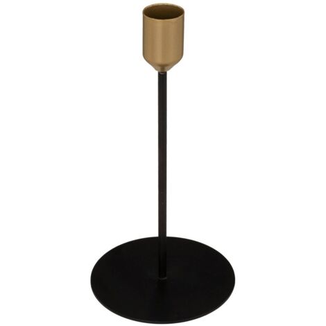  Set Di 2 Candelieri In Metallo Nero E Oro H18 Cm - Atmosphera Créateur D'intérieur