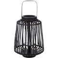  Lanterna In Rattan Nero H35 - Lanterna Nera, Rattan, Tubo Di Vetro, Dimensioni 25x35 Cm - Atmosphera Créateur D'intérieur