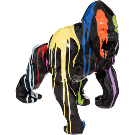  Gorilla Decorativo In Resina Nera E Dipinto Trash H40cm - Atmosphera Créateur D'intérieur