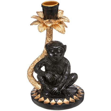  Porta Tealight A Forma Di Scimmia Nera 19 Cm - Feeric Lights & Christmas