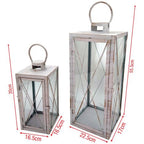  Rebecca Mobili Set 2 Lanterne Bianche Portacandele Grandi In Metallo PVC Per Casa Esterno