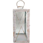  Rebecca Mobili Set 2 Lanterne Bianche Portacandele Grandi In Metallo PVC Per Casa Esterno