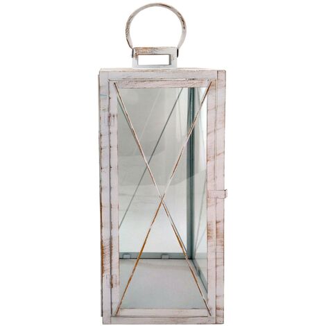  Rebecca Mobili Set 2 Lanterne Bianche Portacandele Grandi In Metallo PVC Per Casa Esterno