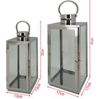  Rebecca Mobili Set 2 Lanterne Grandi Grigio Argento Acciaio Pvc Per Interno Esterno
