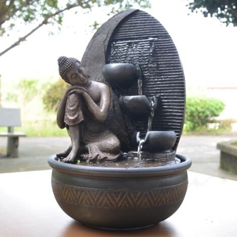  Zen'Light - Fontana Buddha Grace, In Resina/bronzo, 26 X 26 X 40 Cm