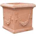  Vaso Cubo Festonato In Terracotta 100% Made In Italy Interamente Lavorata A Mano