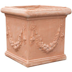  Vaso Cubo Festonato In Terracotta 100% Made In Italy Interamente Lavorata A Mano