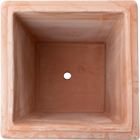  Vaso Cubo Festonato In Terracotta 100% Made In Italy Interamente Lavorata A Mano