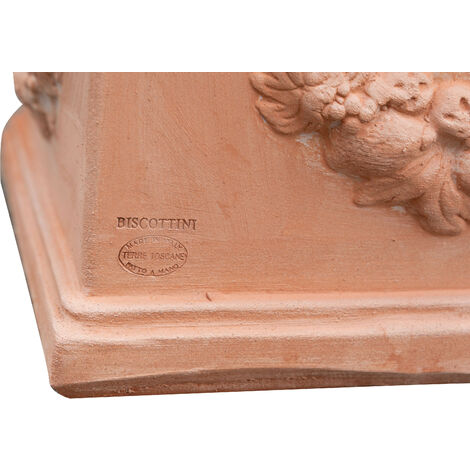 Vaso Cubo Festonato In Terracotta 100% Made In Italy Interamente Lavorata A Mano