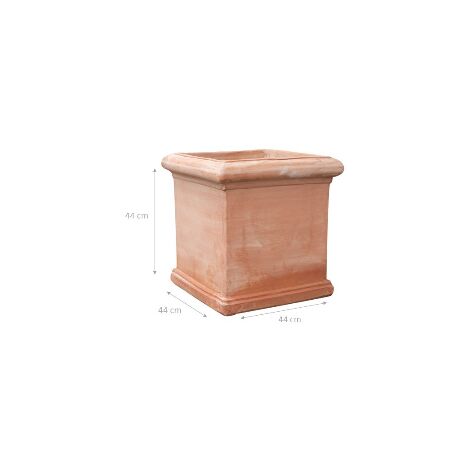  Vaso Cubo In Terracotta 100% Made In Italy Interamente Lavorata A Mano