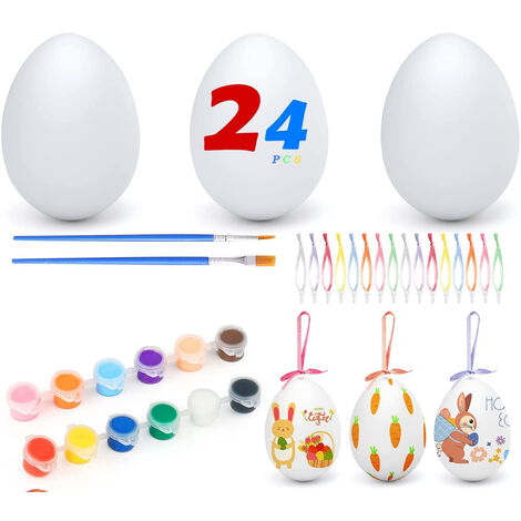  24 Uova Di Pasqua Bianche Da Colorare Decorazioni Pasquali Pigmenti Colorati